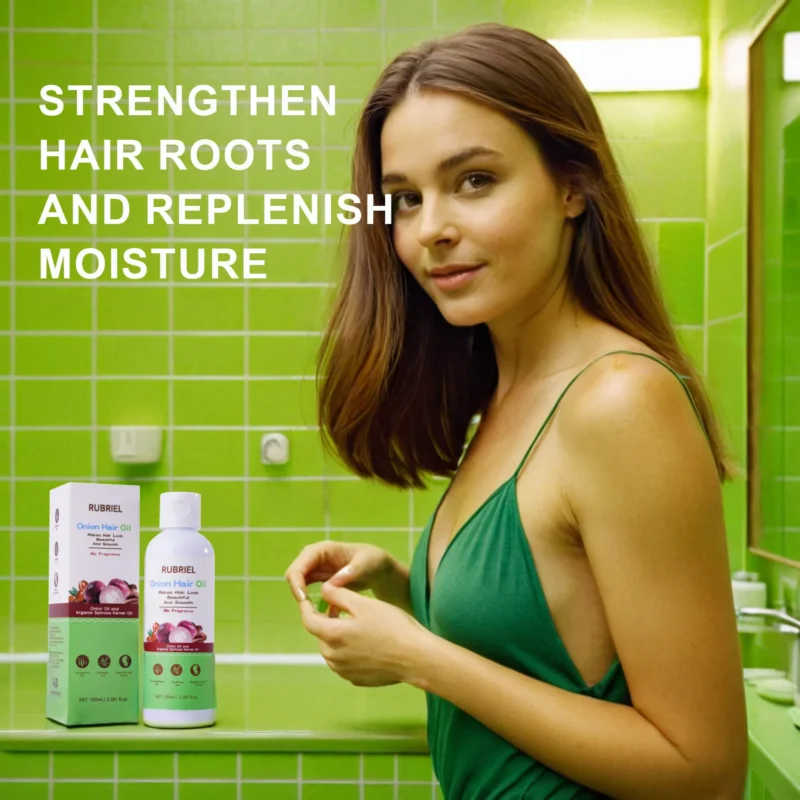 Onion Hair Oil Repair Serum - RUBRIEL Strengthening & Smoothing Treatment with Argan & Jojoba for Frizz Control (100ml)