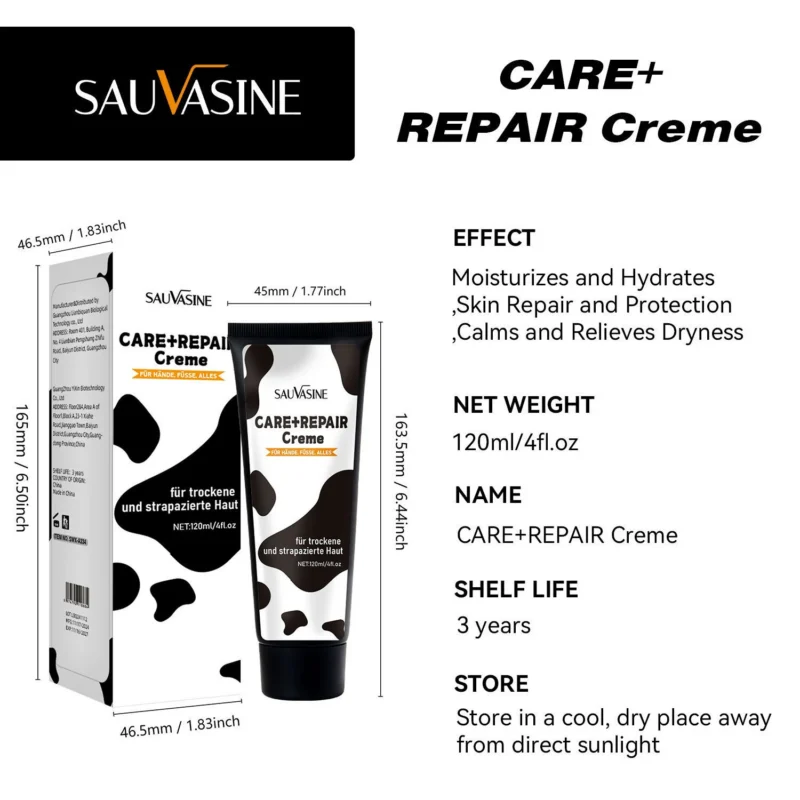Body Repair Cream SAUVASINE Care+ Formula Deep Moisturizing for Dry Skin Hands & Feet 120ml