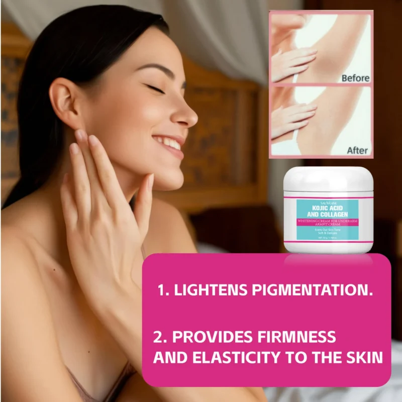 Kojic Acid & Collagen Underarm Whitening Cream - SAUVASINE Armpit Dark Spot Corrector for Even Skin Tone (50g)