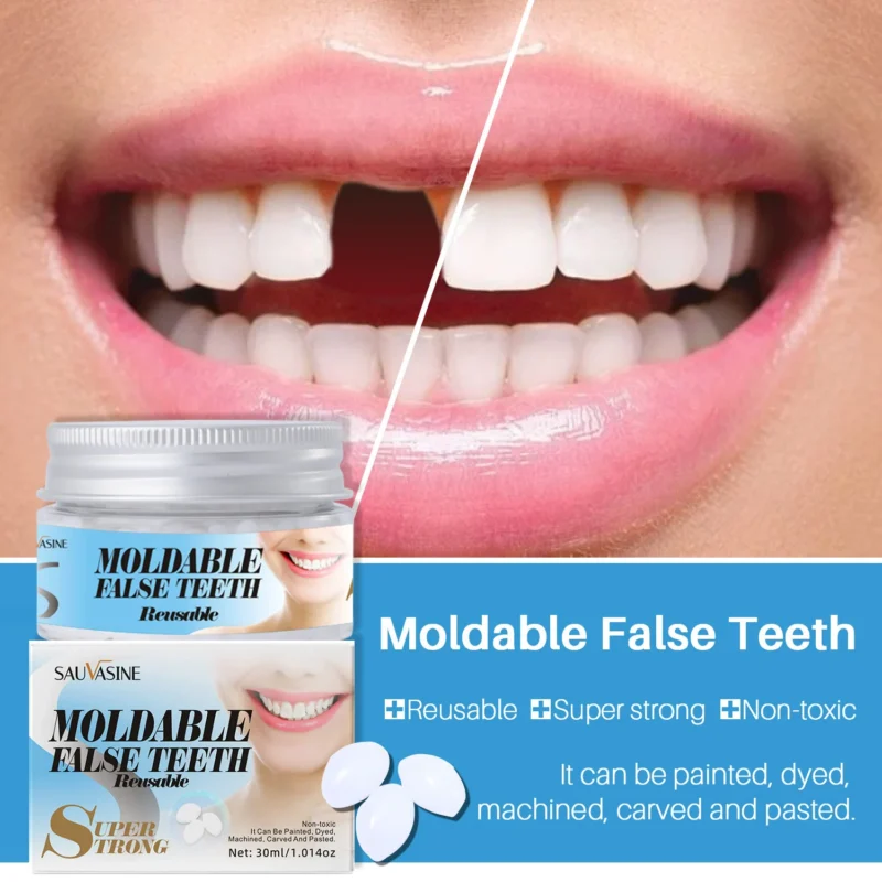 Moldable False Teeth Thermal Beads - Temporary Tooth Repair Kit for Gaps & Broken Teeth - Reusable Non-Toxic DIY Dental Filling (30ml)