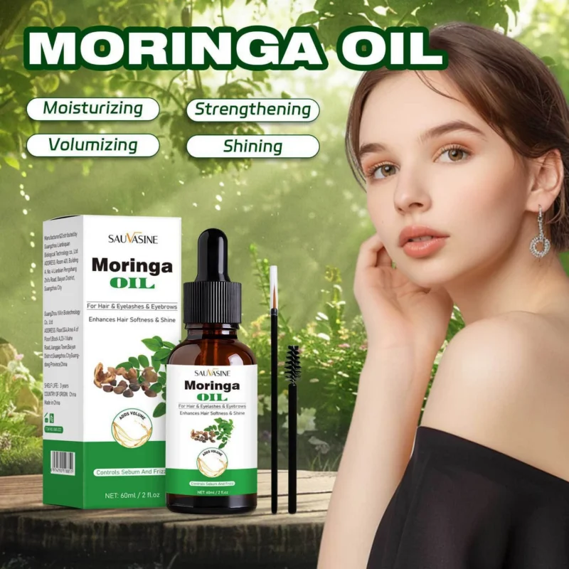 Moringa Hair Oil for Frizz Control and Lash Growth SAUVASINE 60ml Multi-Purpose Nourishing Treatment
