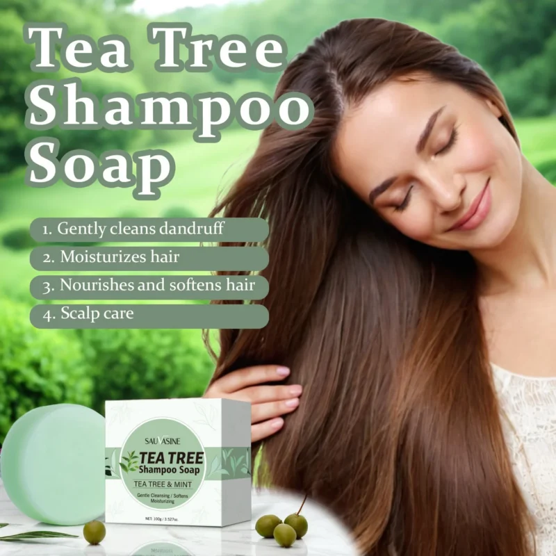 Tea Tree Shampoo Soap for Dandruff Control and Scalp Care - SAUVASINE 100g