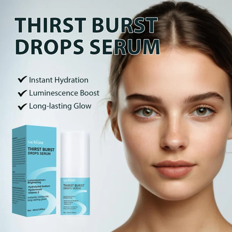 Hydrating Face Serum Thirst Burst Drops Instant Moisturizer with Vitamin E & Hyaluronic Acid for Glowing Skin