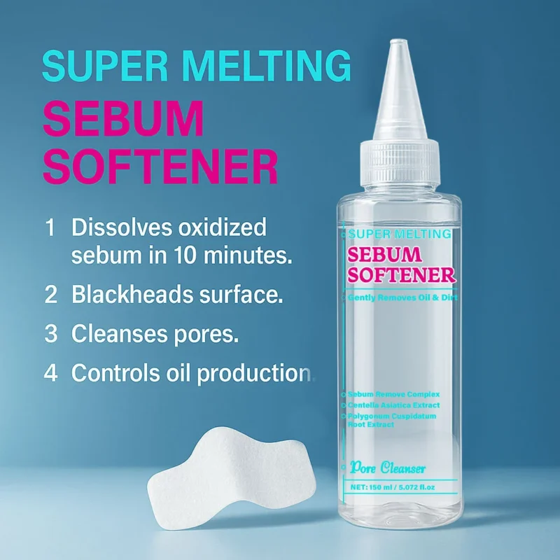 Sebum Softener Blackhead Remover Liquid with 40 Nose Papers Deep Pore Cleansing 150ml