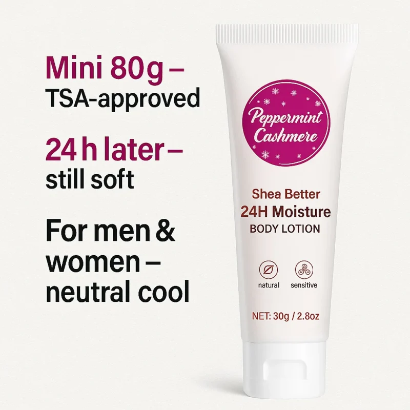 Shea Butter Body Lotion Peppermint Cashmere Fragrance 24H Deep Moisture & Cooling Relief 80g