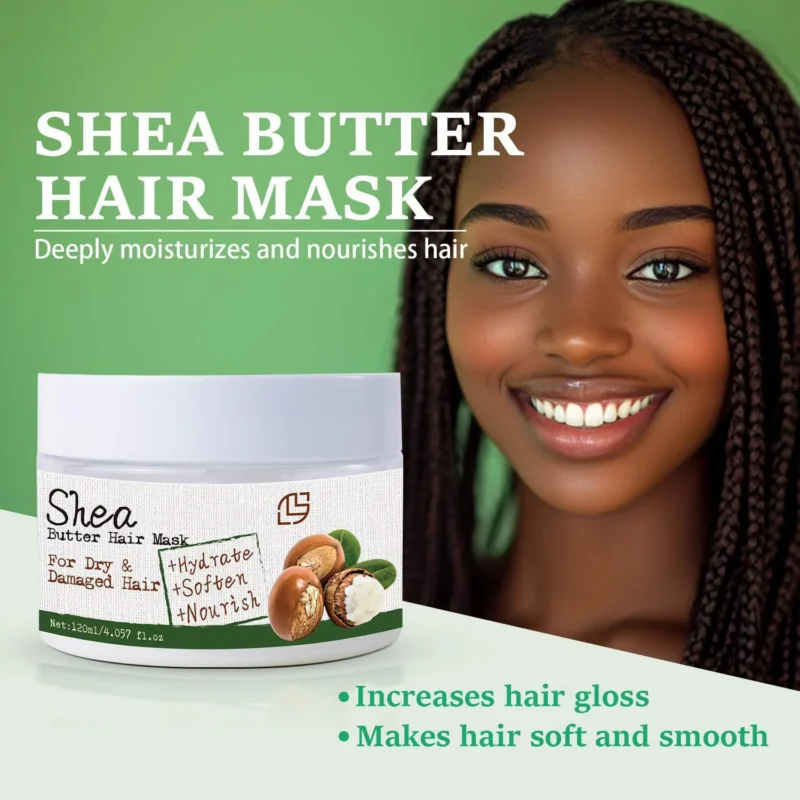 Shea Butter Hair Mask for Dry Damaged Hair Deep Hydration and Repair 120ml