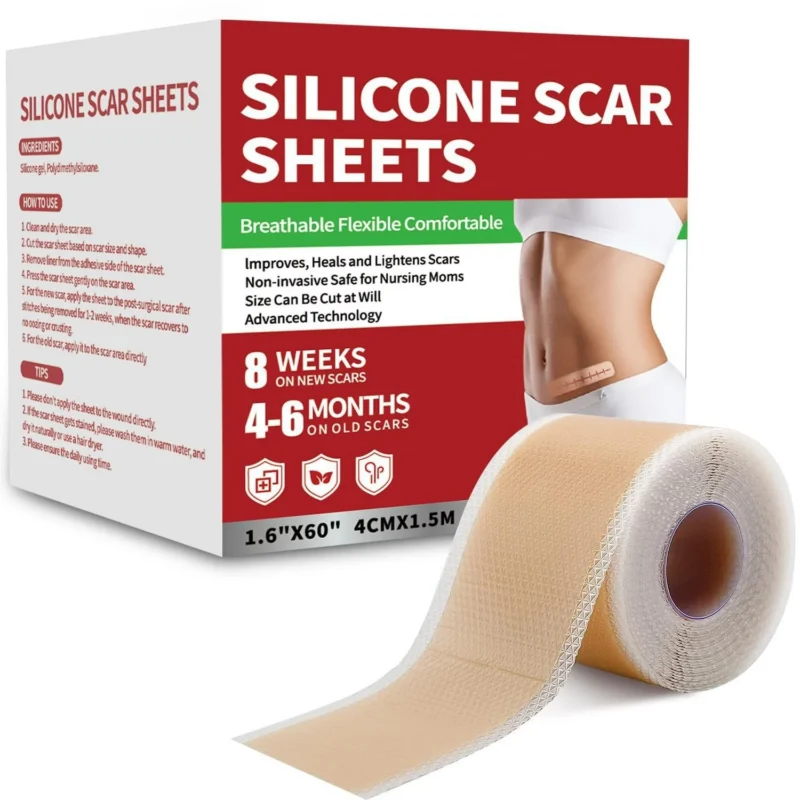 Silicone Scar Tape Medical Grade Scar Removal Sheets for Surgery, C-Section, and Burn Scar Repair