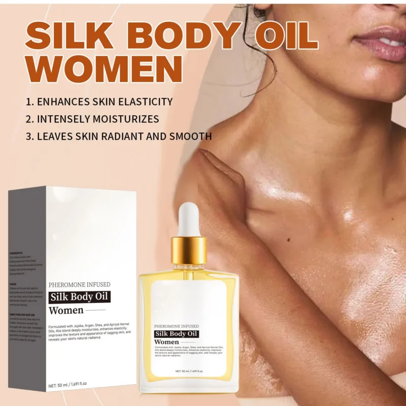 Silk Body Oil for Women Pheromone Infused Moisturizing & Firming Skin Treatment 50ml