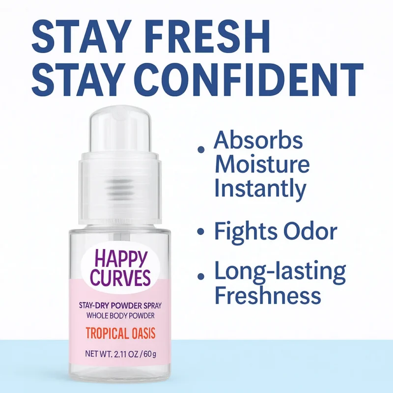 Body Powder Spray Stay-Dry Refreshing Odor Protection Whole Body Powder Tropical Oasis 60g