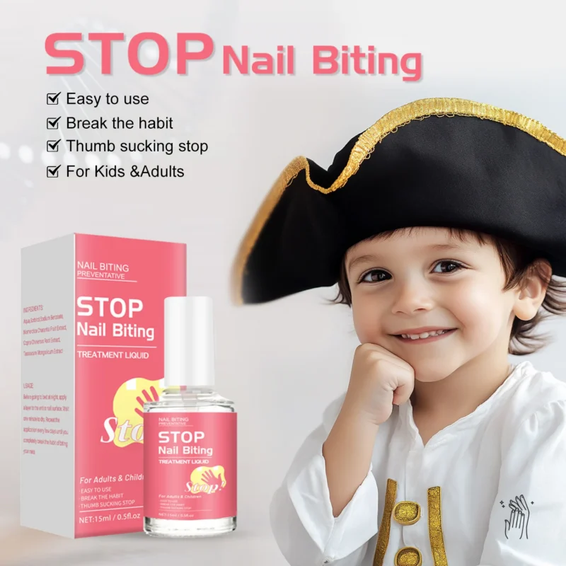 Stop Nail Biting Treatment for Kids & Adults - Anti-Thumb Sucking Bitter Nail Polish 15ml