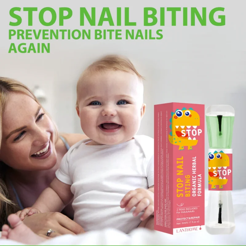 Stop Nail Biting Treatment for Kids & Adults - 2-in-1 Bitter Nail Polish and Repair Pen, Thumb Sucking Prevention Kit (5ml x 2)