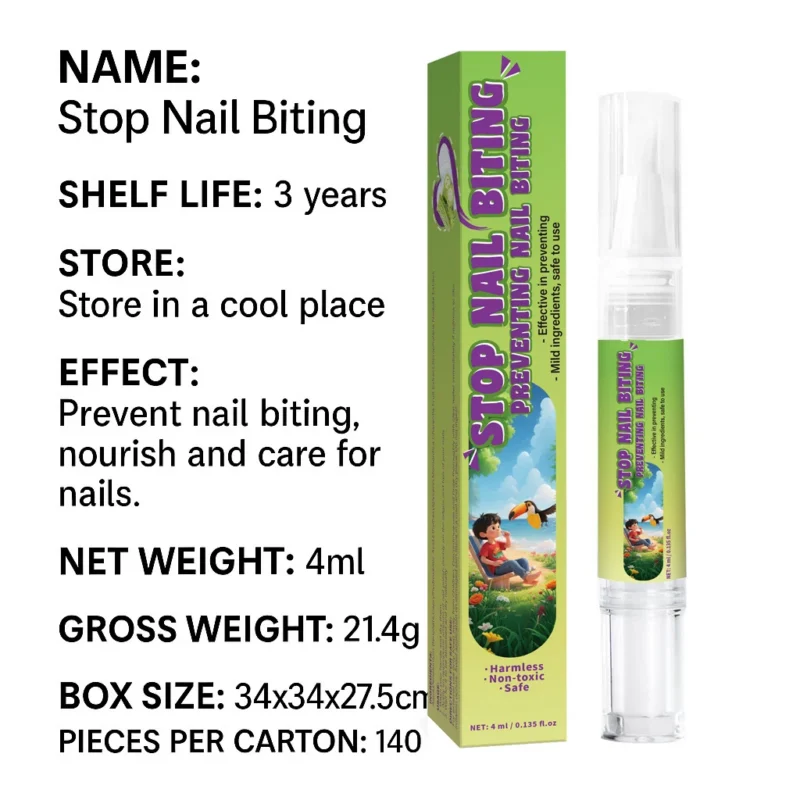 Stop Nail Biting Treatment Pen for Kids & Adults - Bitter Taste Habit Breaker - 4ml Non-Toxic Formula