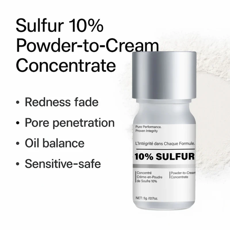 Sulfur 10% Powder-to-Cream Concentrate for Redness Relief and Acne Spot Treatment (5g)