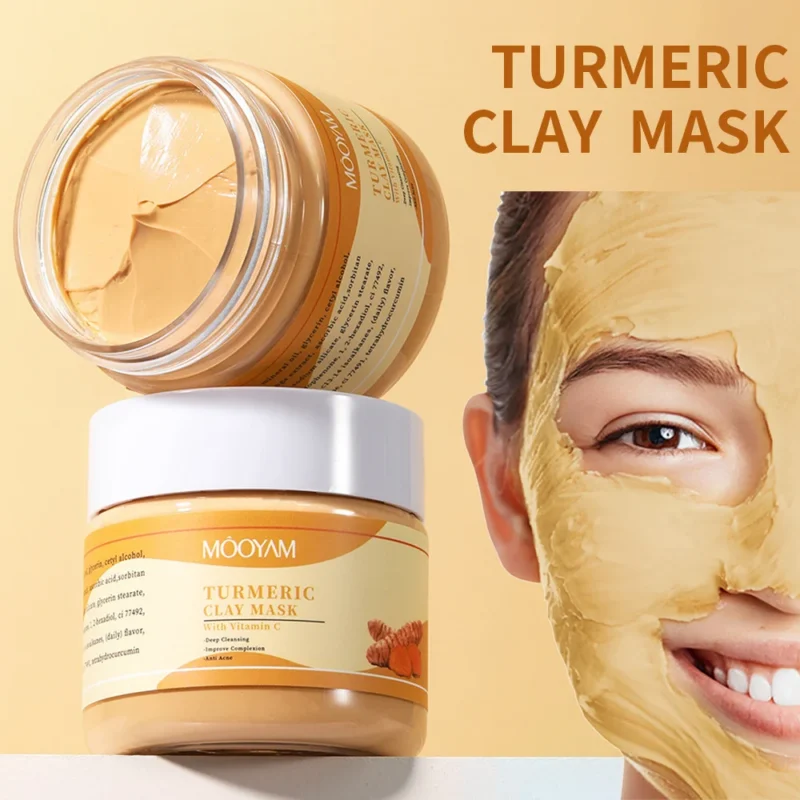 Turmeric Clay Mask MOOYAM Vitamin C Mud Mask for Deep Pore Cleansing and Brightening (120g)