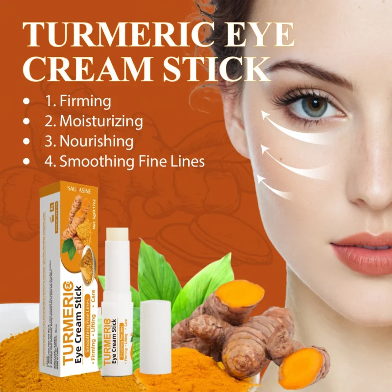 Turmeric Eye Cream Stick with Retinol for Dark Circles & Puffiness - Anti-Aging Under Eye Balm for Fine Lines (5g)