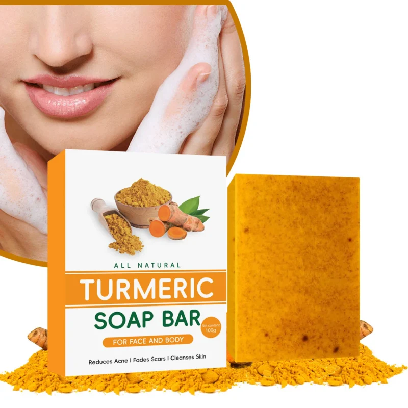 Turmeric Kojic Acid Soap for Dark Spots and Acne - Natural Brightening Handmade Soap Bar with Lemon and Hyaluronic Acid