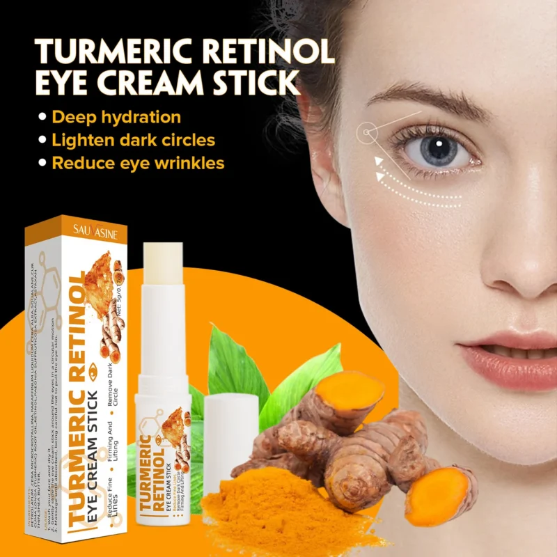 Turmeric Retinol Eye Cream Stick for Dark Circles and Wrinkles - Brightening & Anti-Aging Eye Balm