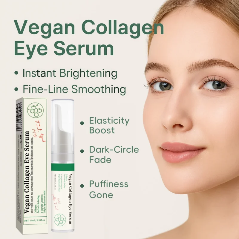 Collagen Eye Serum for Dark Circles and Fine Lines - Vegan Firming Essence with Peptides & Hyaluronic Acid