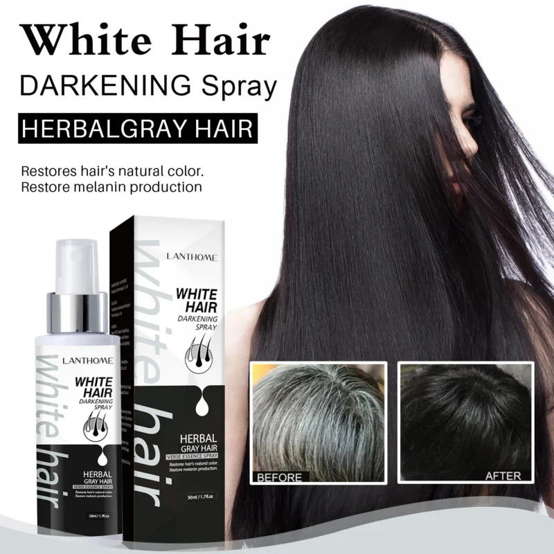 White Hair Darkening Spray - LANTHOME Herbal Gray Hair Reverse Essence for Melanin Restoration (50ml)